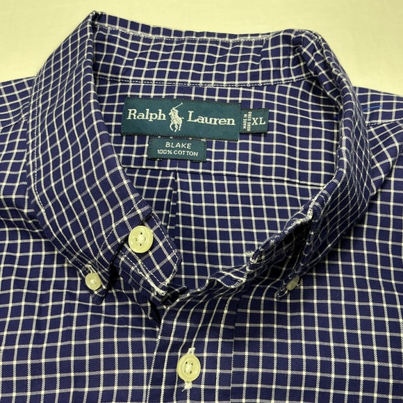 Ralph Lauren Blake Men's XL Blue Gingham Check Long Sleeve Button Down Shirt - Picture 3 of 12